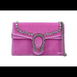 Gucci women’s Dionysus pink velvet mini bag